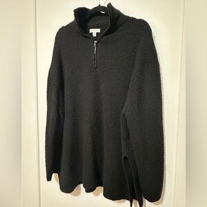 Top Shop oversize ribbed fleece half-zip mock neck sweater - soft/cozy - 12